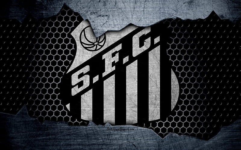 Santos Serie A, logo, grunge, Brazil, soccer, football club, metal texture, art, Santos FC, HD wallpaper