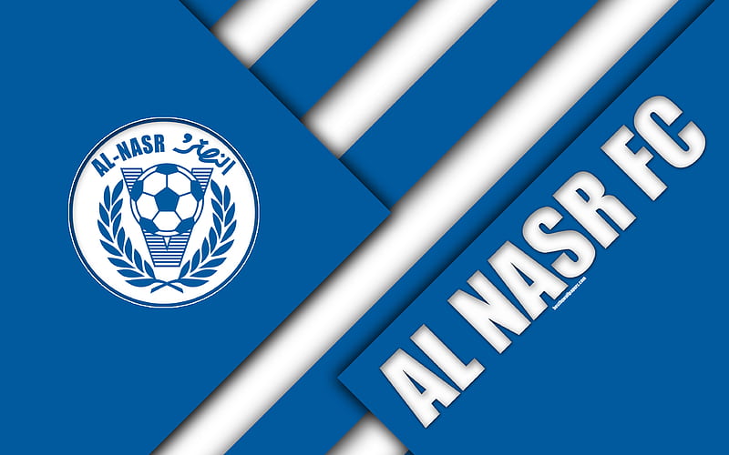 Al Nasr FC, Al-Nasr Dubai SC, emirate football club material design, blue white abstraction, emblem, logo, UAE Pro-League, Dubai, United Arab Emirates, football, Arabian Gulf League, UAE, HD wallpaper