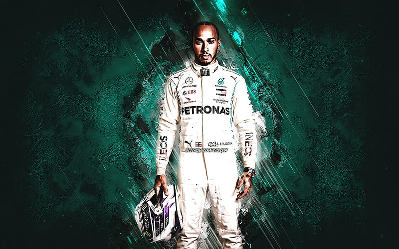 Lewis Hamilton, Mercedes-Benz Grand Prix Limited, Mercedes-AMG Petronas F1 Team, Formula 1, British racing driver, F1, turquoise stone background, HD wallpaper