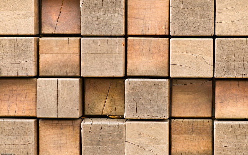 brown square logs wooden logs texture, brown wooden background, wooden textures, brown backgrounds, squares wooden texture, HD wallpaper