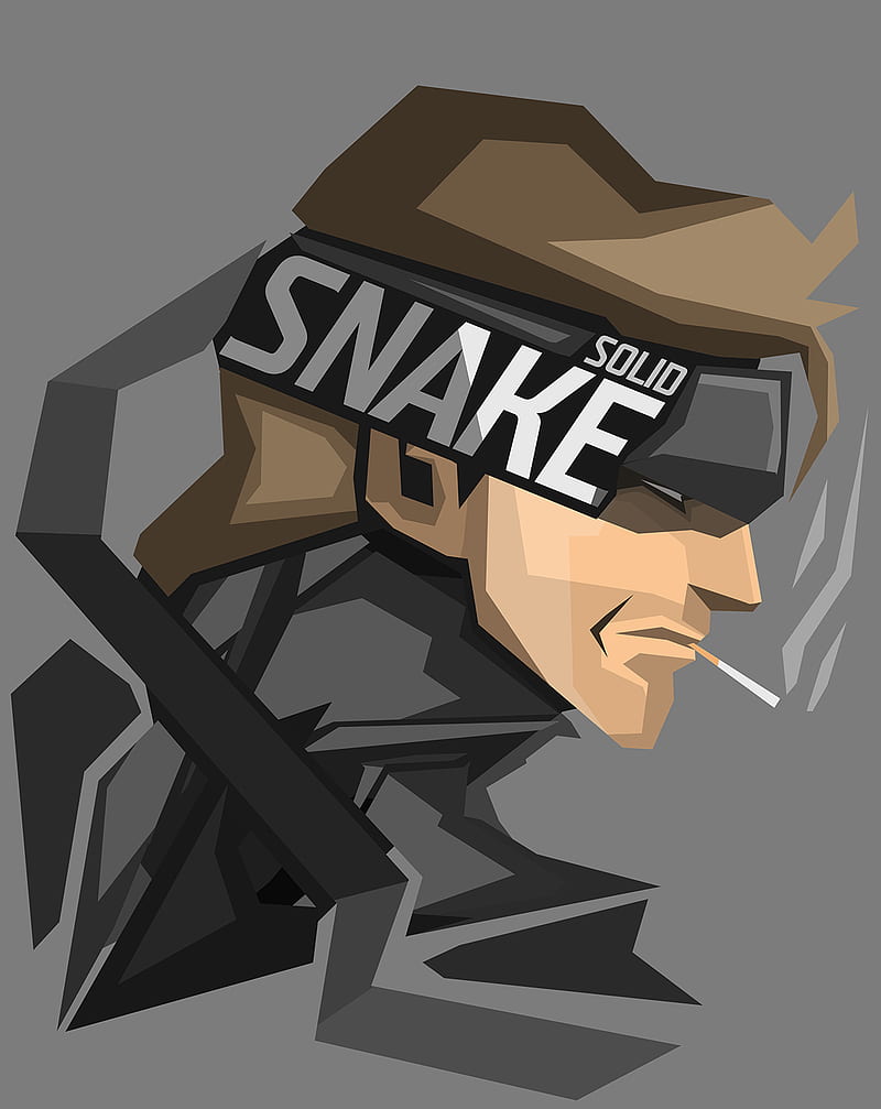 Solid Snake, konami, video games, gray, gray background, vector, Bosslogic, HD phone wallpaper