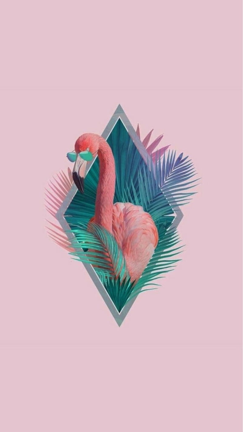 Flamingo, animal, art, desenho, pink, HD phone wallpaper