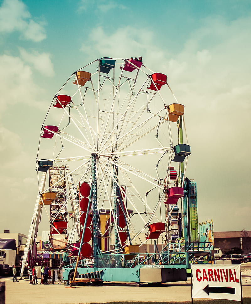Farris Wheel, carnival, summer, fair, cotton candy, HD phone wallpaper
