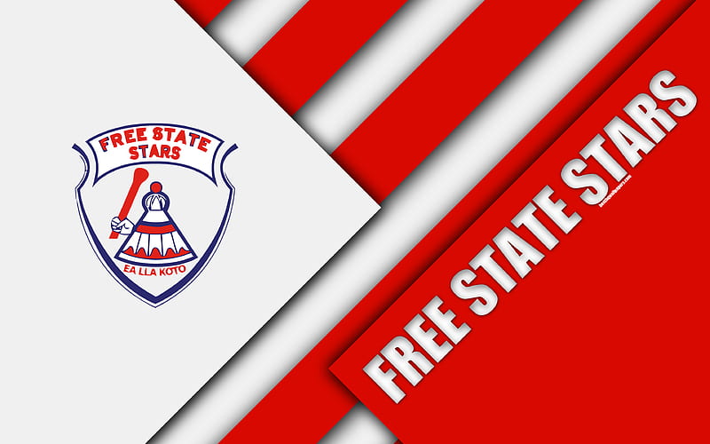 State Stars FC South African Football Club, logo, white red abstraction, material design, Bethlehem, South Africa, Premier Soccer League, football, HD wallpaper