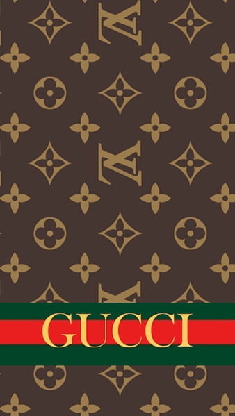 Gucci LOGO, 3d, brown tile pattern, halloween, HD phone wallpaper