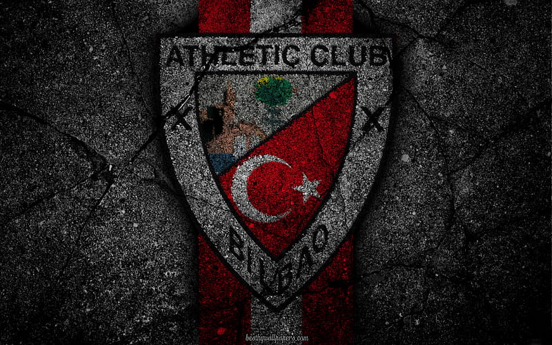 Athletic Bilbao, logo, art, La Liga, soccer, football club, LaLiga, grunge, Athletic Bilbao FC, HD wallpaper