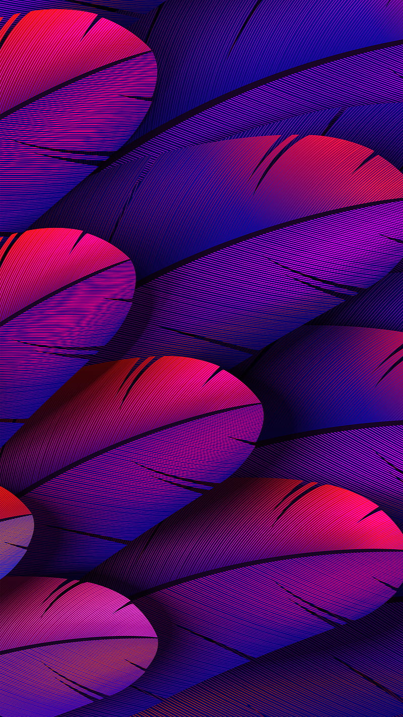 Neon Feathers, pink, purple, red, HD phone wallpaper