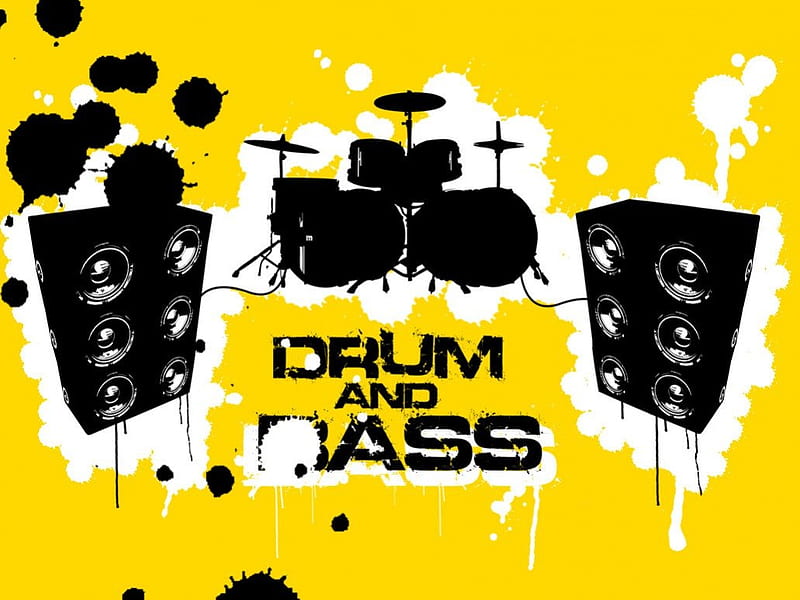 DNB, yellow, abstract, drum and bass, HD wallpaper