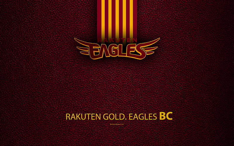 Tohoku Rakuten Golden Eagles Japanese baseball club, logo, leather texture, Sendai, Miyagi, japan, Nippon Professional Washoowall, baseball, HD wallpaper