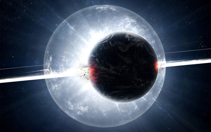 Lethal Ring, sun, planet, explosion, lethal, ring, HD wallpaper
