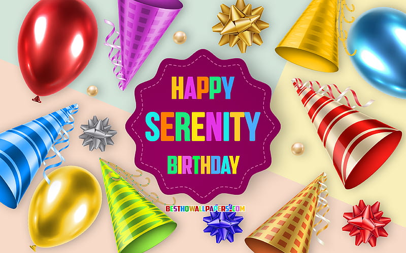 Happy Birtay Serenity, Birtay Balloon Background, Serenity, creative art, Happy Serenity birtay, silk bows, Serenity Birtay, Birtay Party Background, HD wallpaper