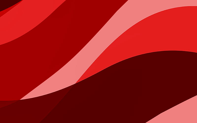 red abstract waves minimal, red wavy background, material design, abstract waves, red backgrounds, creative, waves patterns, HD wallpaper