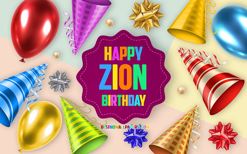 Happy Birtay Zion Birtay Balloon Background, Zion, creative art, Happy Zion birtay, silk bows, Zion Birtay, Birtay Party Background, HD wallpaper