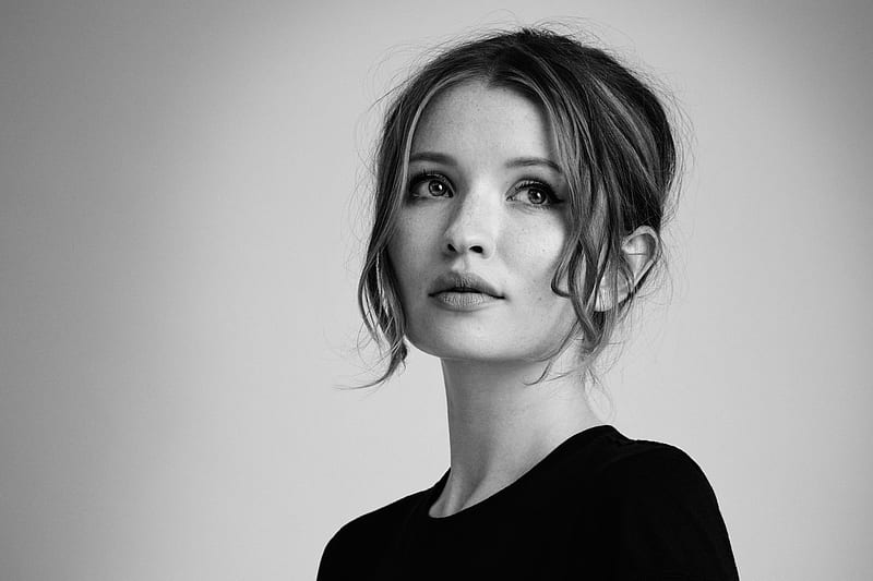 Emily Browning, emily-browning, monochrome, black-and-white, HD wallpaper