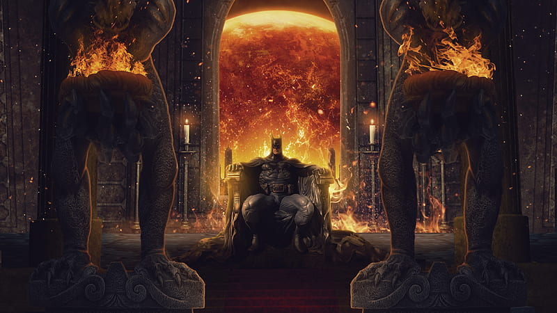 Bat Throne, batman, superheroes, artwork, behance, HD wallpaper