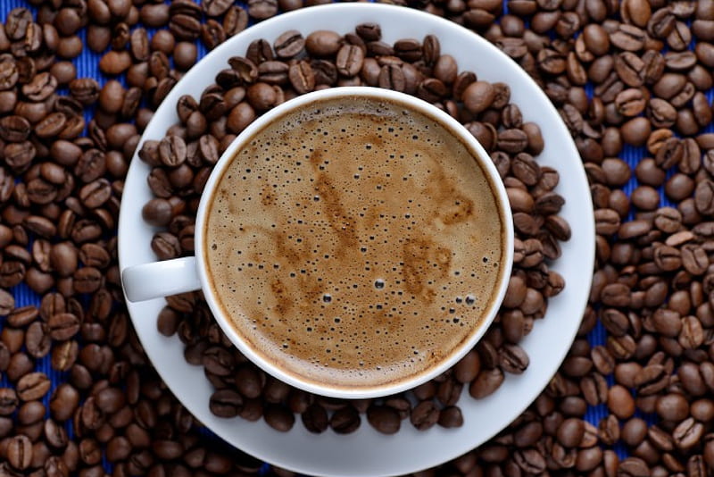 Coffee hour, coffee, break, coffee beans, cream, HD wallpaper