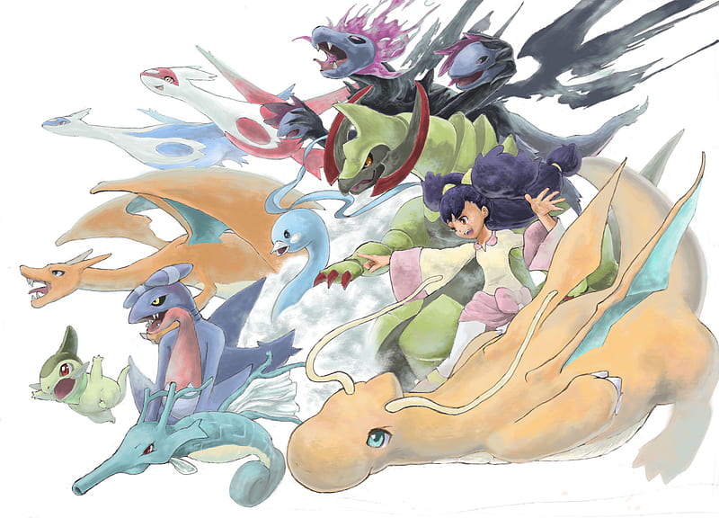 Iris & Pokemon Team, dragonite, pokemon, axew, iris, HD wallpaper | Peakpx