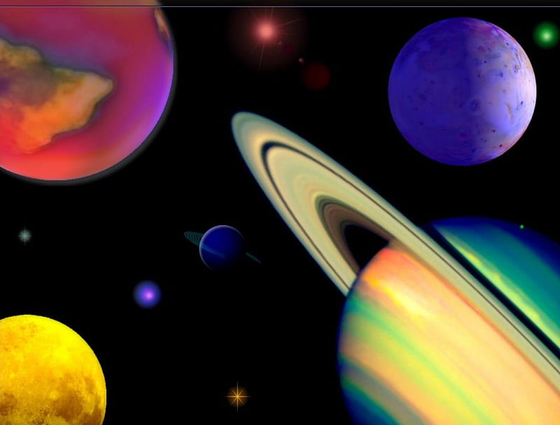 Brilliant Solar System, planets, scifi, space, saturn, HD wallpaper