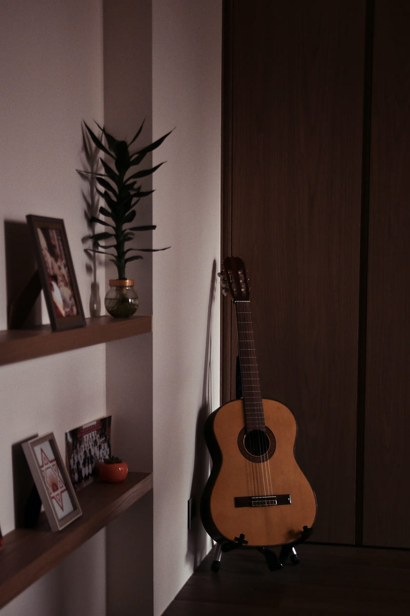 guitar, musical instrument, room, interior, HD phone wallpaper