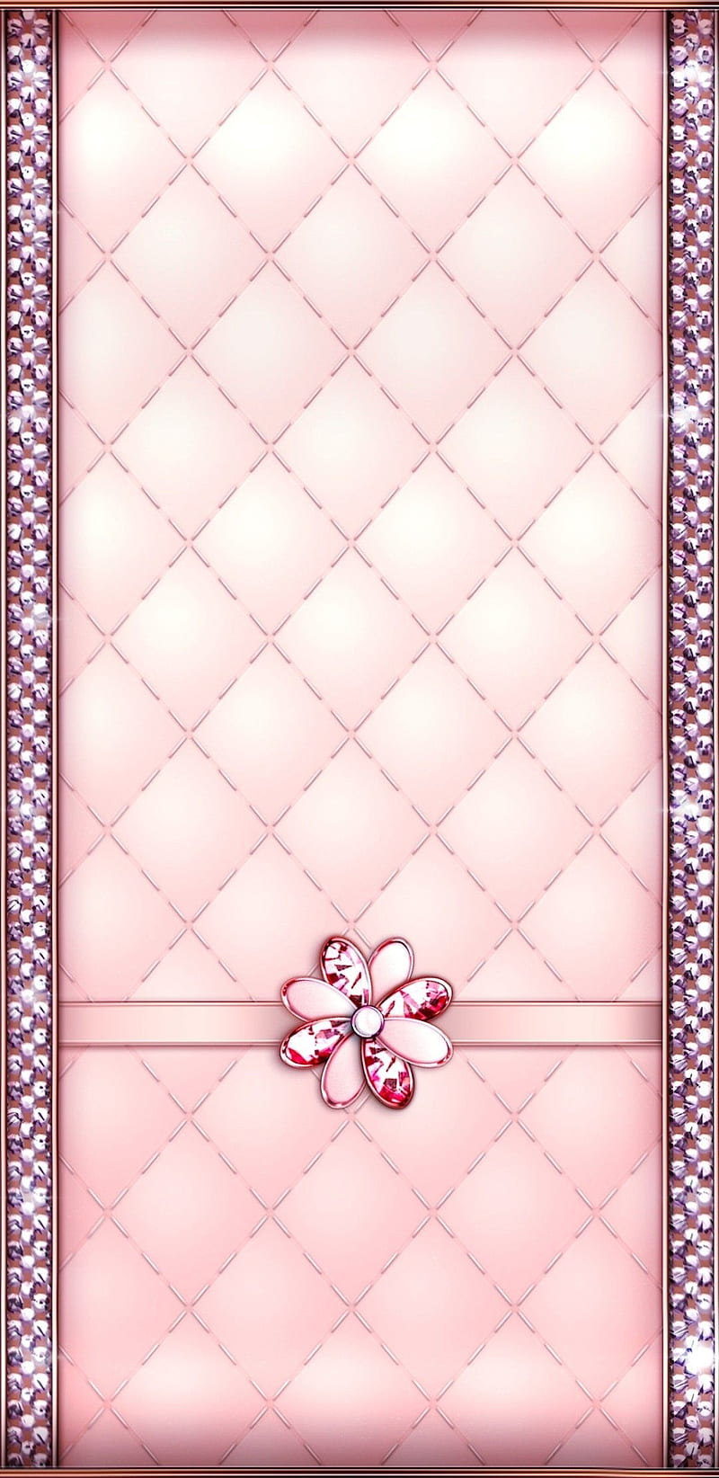 Flower jewels, diamond, diamonds, flowers, girly, padded, pink, pretty, HD phone wallpaper