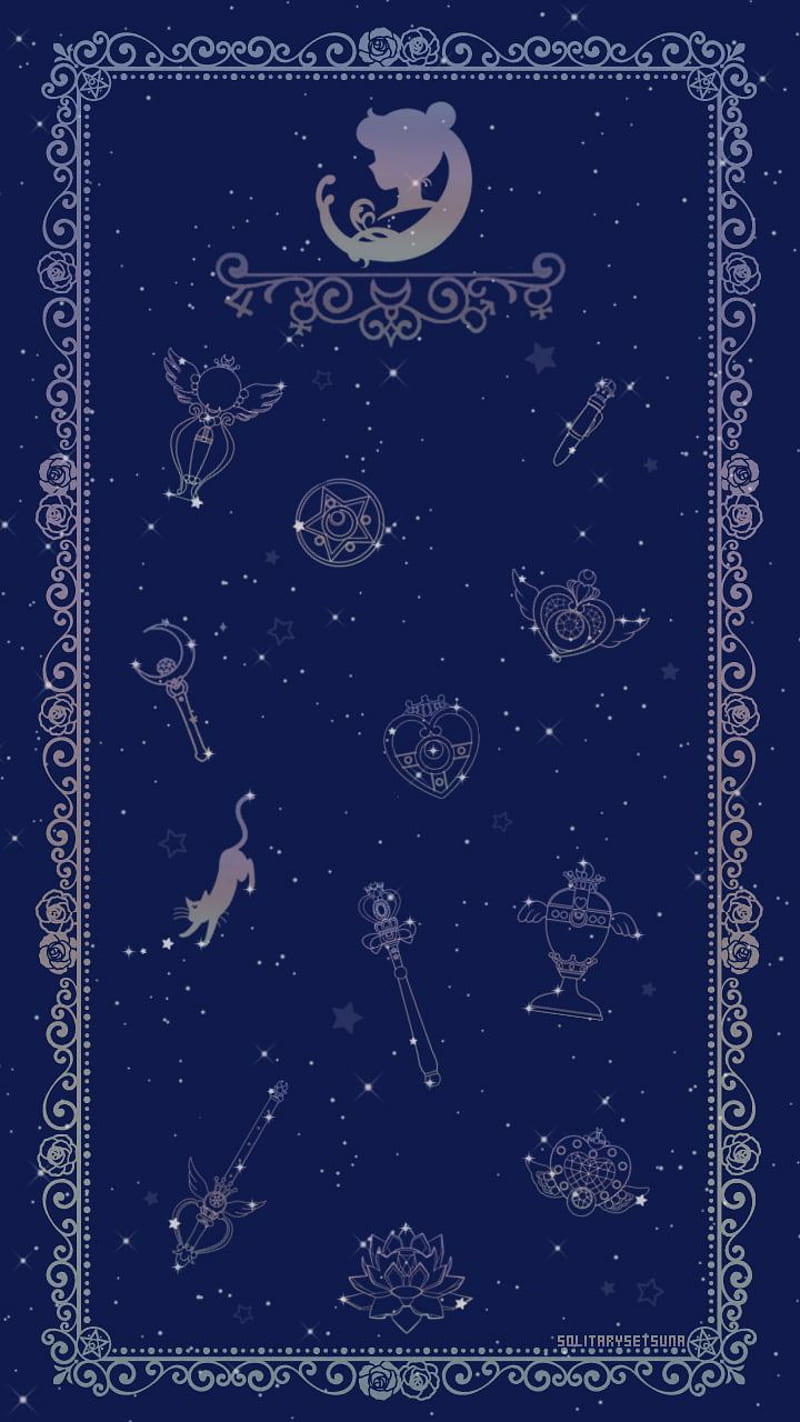 Sailor moon, moon, pattern, purple, sailor, HD phone wallpaper