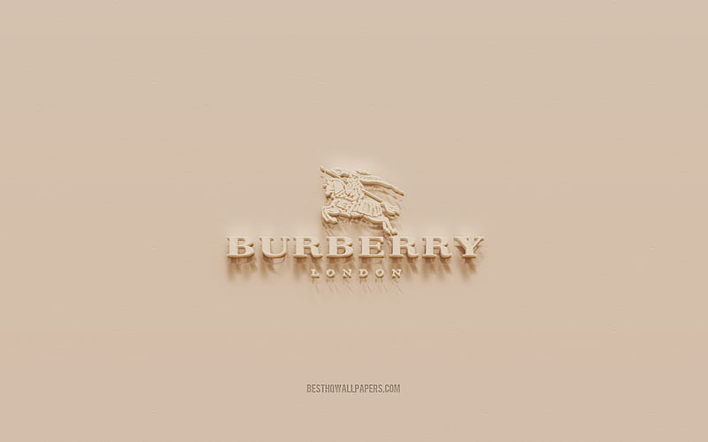 Burberry logo, brown plaster background, Burberry 3d logo, brands, Burberry emblem, 3d art, Burberry, HD wallpaper
