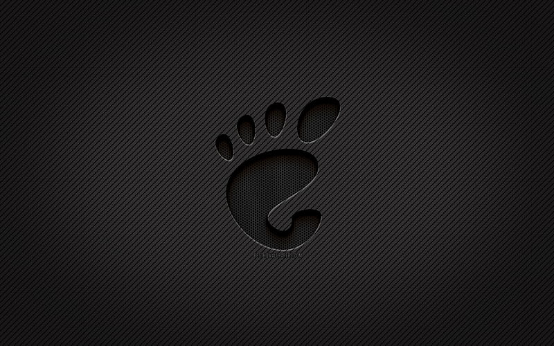 Gnome carbon logo, , grunge art, carbon background, creative, Gnome black logo, Linux, Gnome logo, Gnome, HD wallpaper