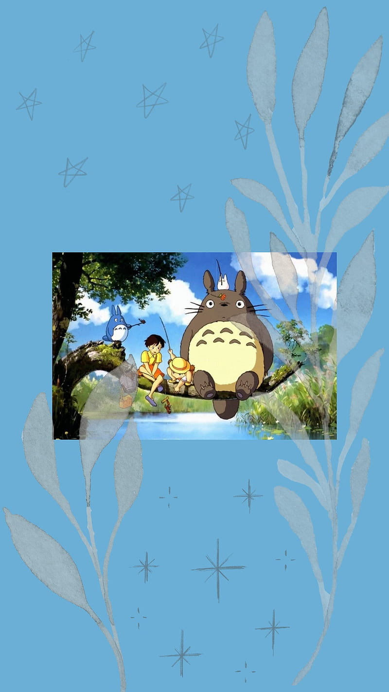 Totoro, anime, blue, ghibli, iphone, movie, my neighbor totoro, samsung,  studio ghibli, HD phone wallpaper | Peakpx