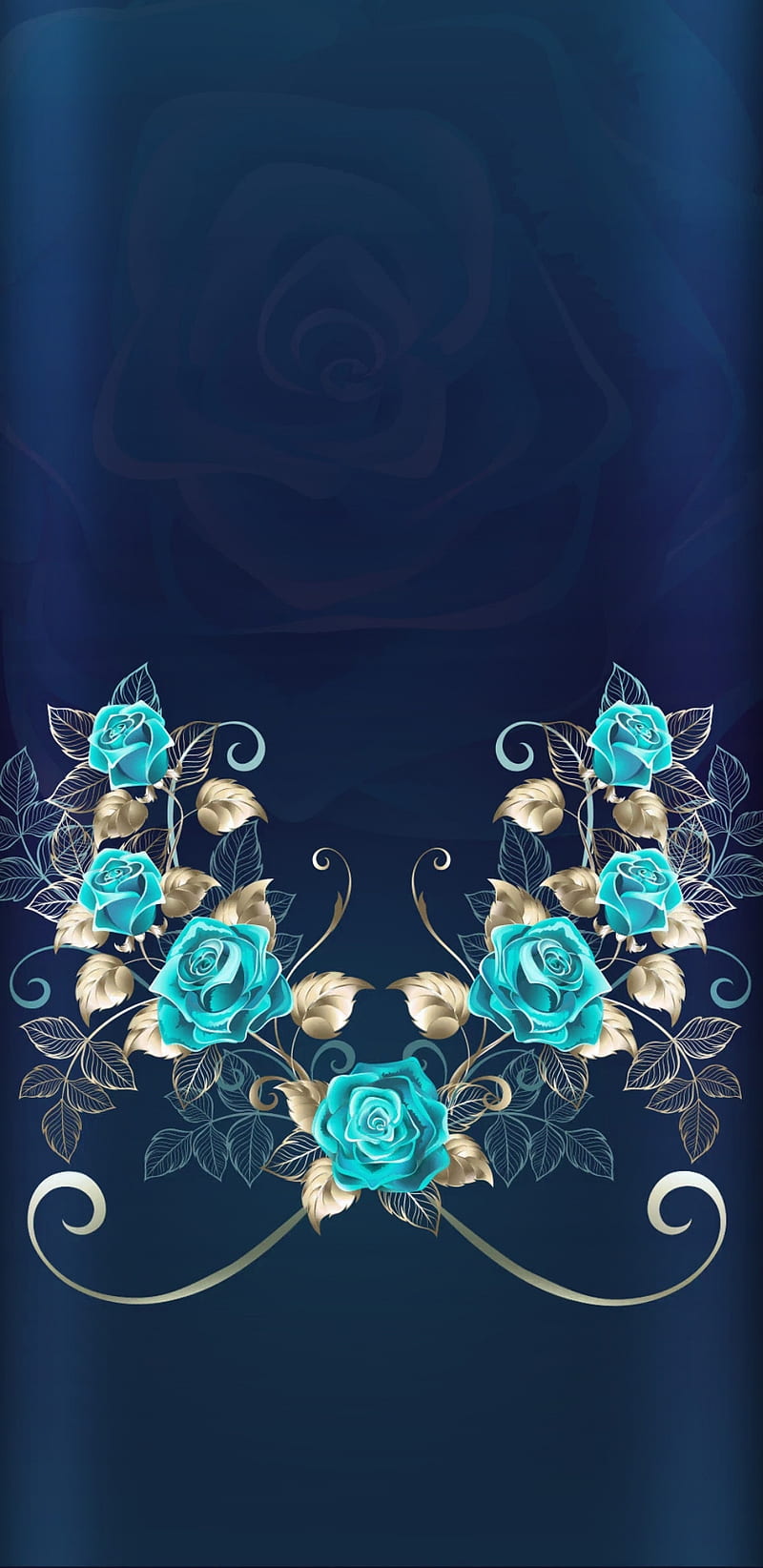 GoldenTealRoses, teal, gold, roses, bonito, pretty, girly, love, rose, vintage, HD phone wallpaper