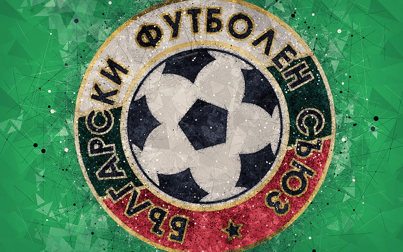 Bulgaria national football team geometric art, logo, green abstract background, UEFA, emblem, Bulgaria, football, grunge style, creative art, HD wallpaper