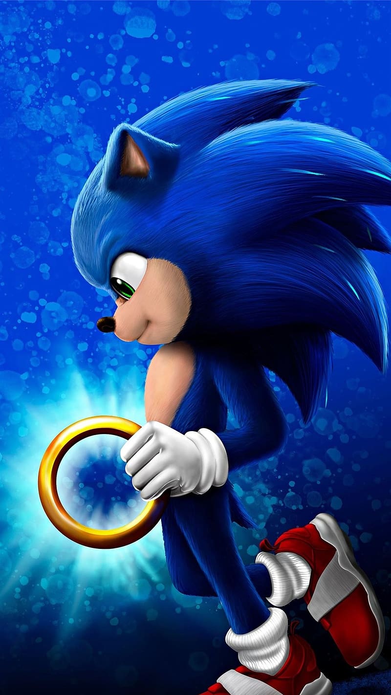 Sonic Movie 3, Sonic Holding Golden Ring, sonic, golden ring, animated, video game, HD phone wallpaper