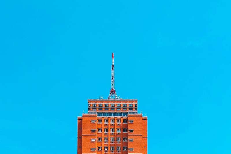 orange concrete building, HD wallpaper