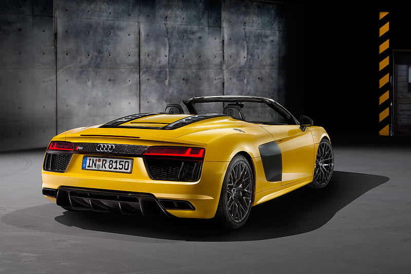 Audi, Audi R8 V10, Audi R8 Spyder V10, Car, Roadster, Sport Car, Yellow Car, HD wallpaper