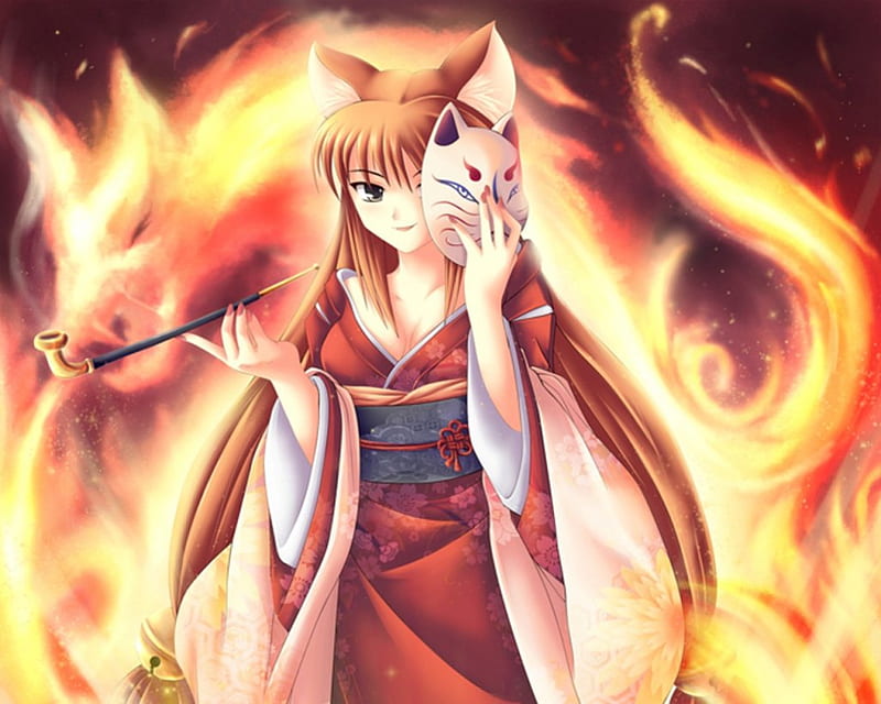 Fantasy anime fire girl | Poster