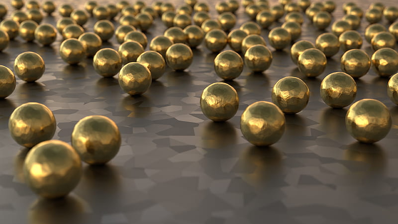 3D Gold Marble Sphere Abstract, HD wallpaper