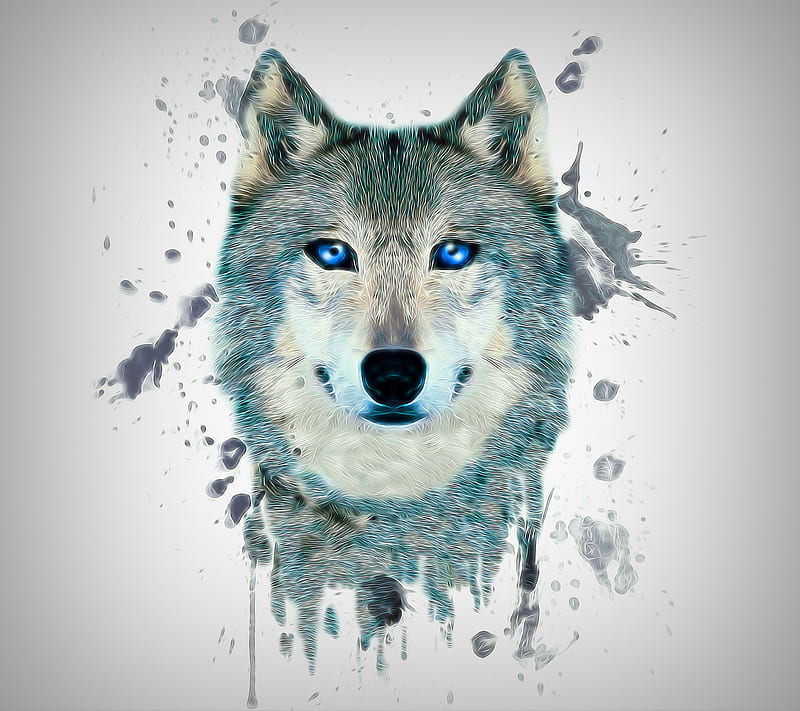 Fractal Wolf, abstract, art, drawing, HD wallpaper
