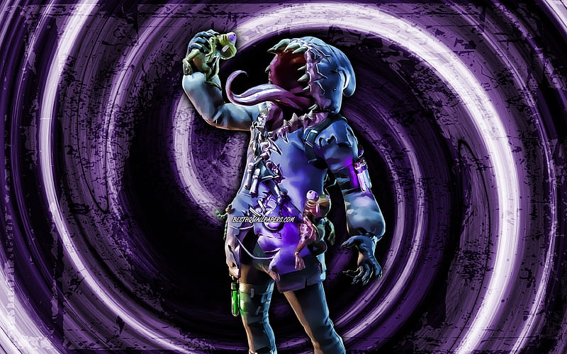 Big Mouth, violet grunge background, Fortnite, vortex, Fortnite