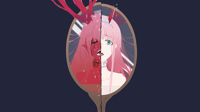 darling in the franxx zero two with small horn on one side and large horn on other side anime, HD wallpaper
