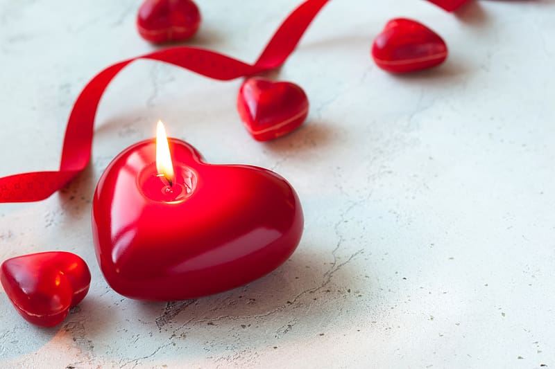 Love, Candle, , Romantic, Heart Shaped, HD wallpaper