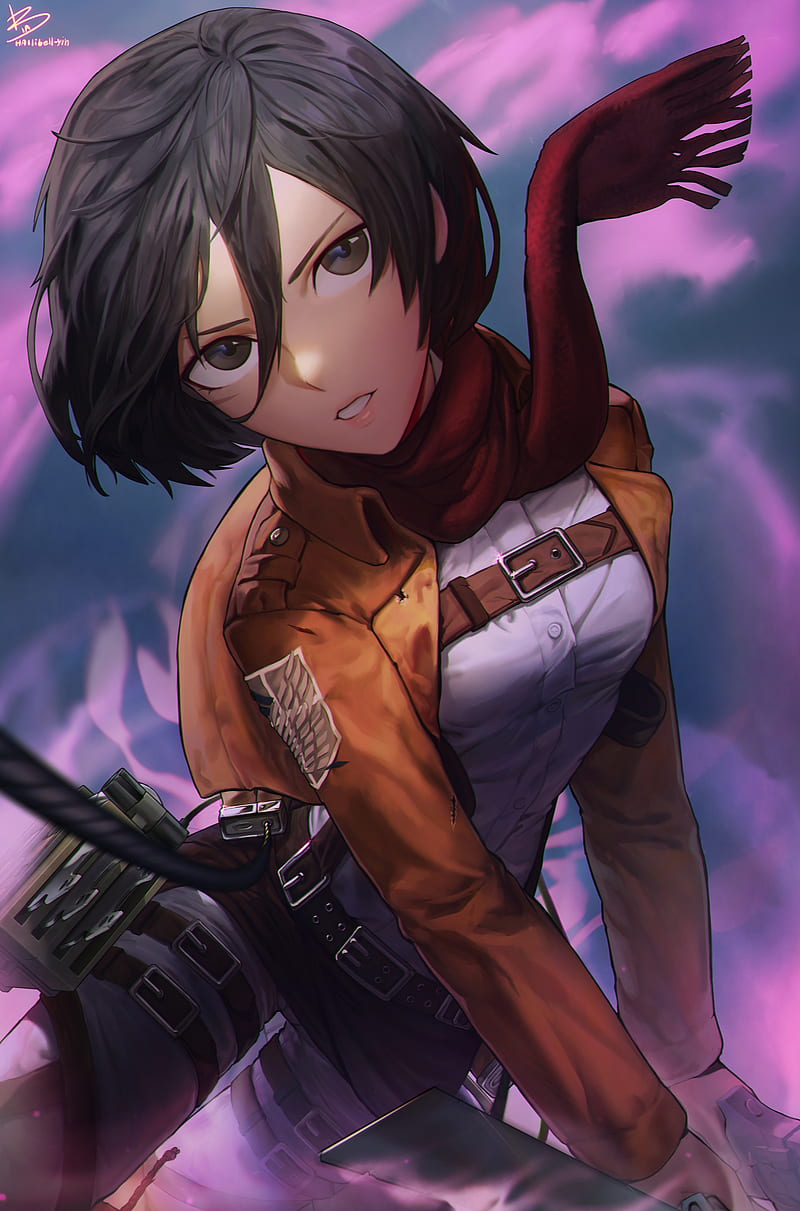 Mikasa ackerman, girl, shield, shingeki no kyojin, sword, HD phone wallpaper