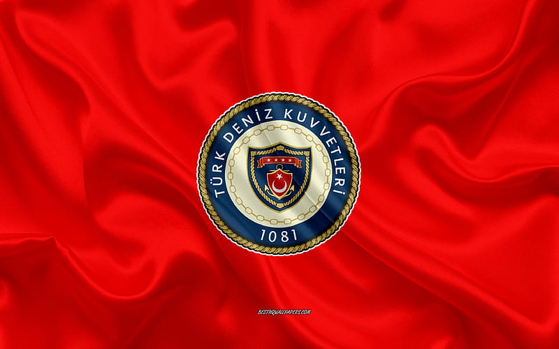 Seal of the Turkish Navy red silk texture, Turkish Navy emblem, Turkey, Turkish Navy logo, Turkish Armed Forces, HD wallpaper