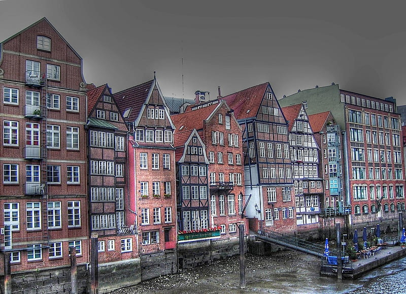 Dyke Road Hamburg, Architecture, Colorful, Houses, Hamurg, Germany, Old Town, HD wallpaper