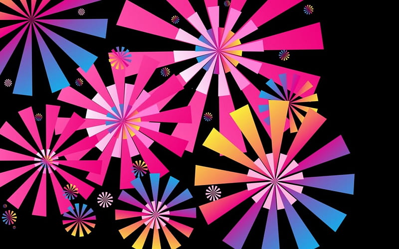 Bursting out in color, fireworks, colors, pink, bursting, blue, multi, HD wallpaper