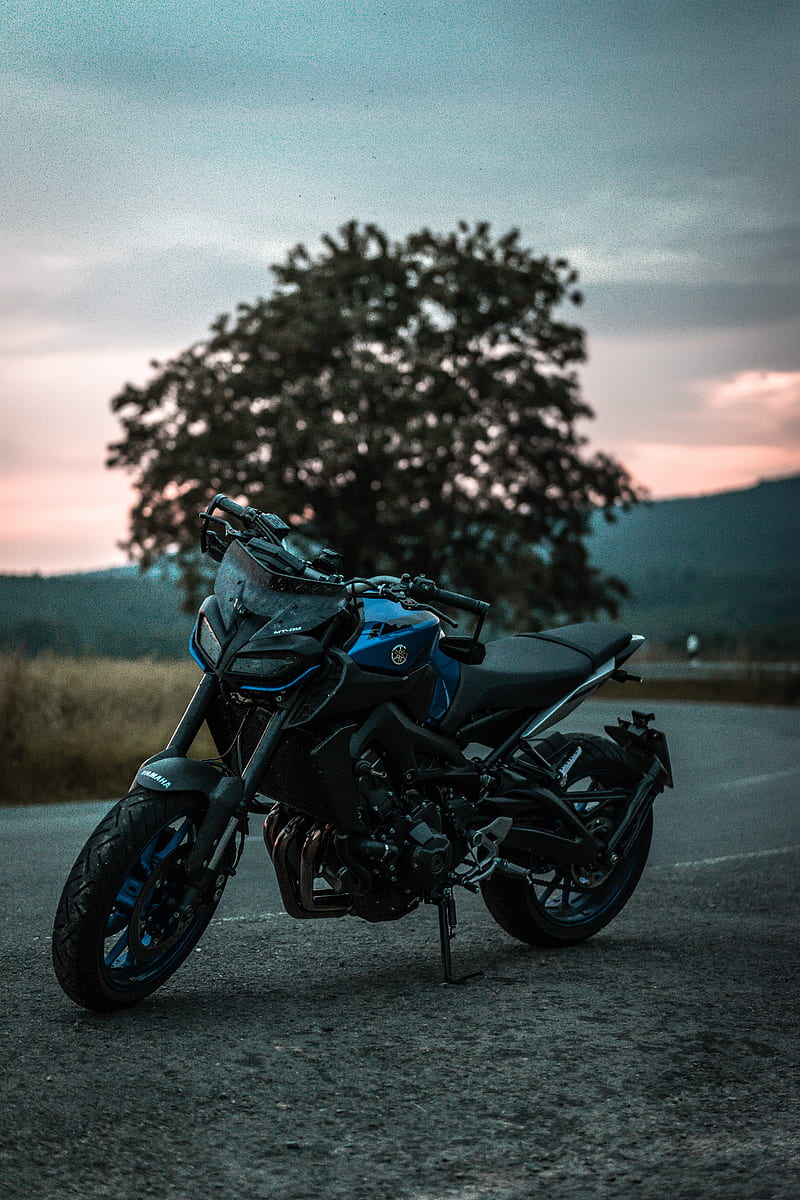 motorcycle, bike, esports, black, blue, side view, HD phone wallpaper