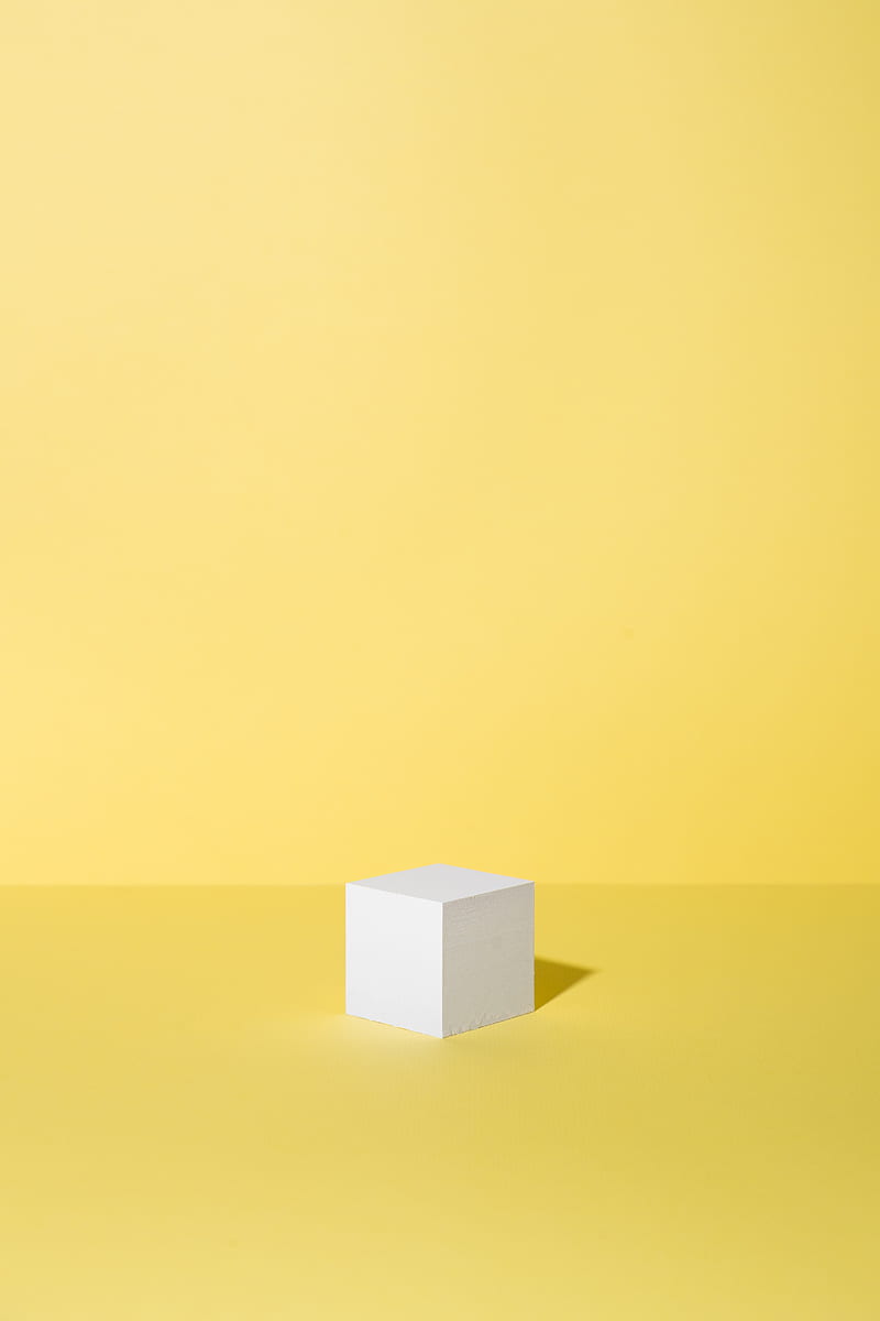 cube, figure, minimalism, yellow, HD phone wallpaper