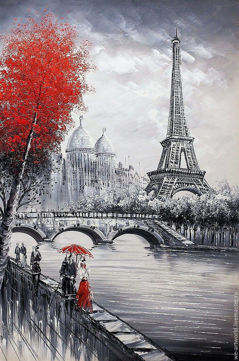 paris, casal, desenho, romantic, romantico, HD phone wallpaper