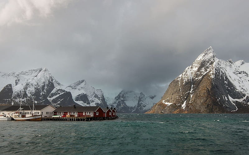 fishing village, lofoten islands, norway, HD wallpaper
