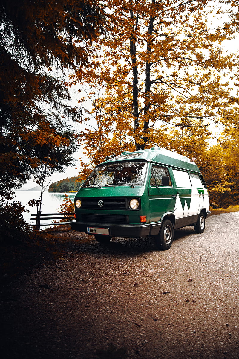 van, car, green, nature, HD phone wallpaper