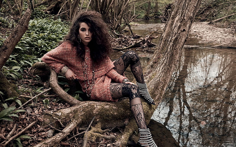 Chiara Scelsi, Italian model, hoot in the forest, fashion model, beautiful Italian woman, HD wallpaper