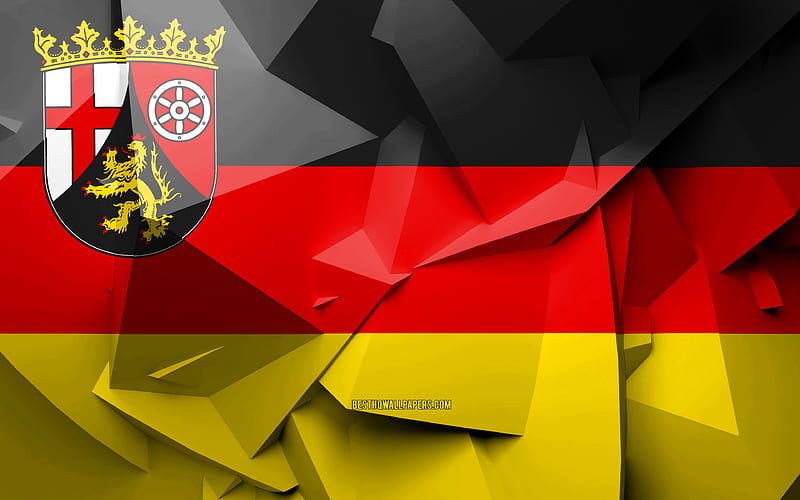 Flag of Rhineland-Palatinate, geometric art, States of Germany, Rhineland-Palatinate flag, creative, german states, Rhineland-Palatinate, administrative districts, Rhineland-Palatinate 3D flag, Germany, HD wallpaper